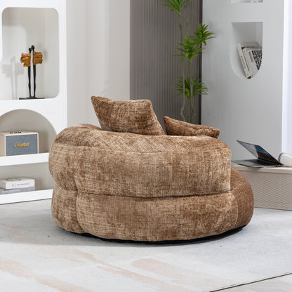 Canapé poire surdimensionné en chenille de 42,52 pouces avec trois oreillers pour chambre à coucher