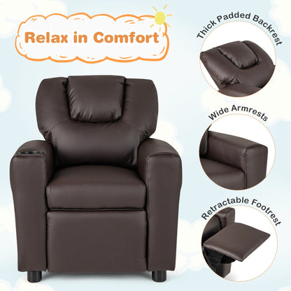 Fauteuil inclinable pour enfants Costway avec porte-gobelet et poche latérale réglable