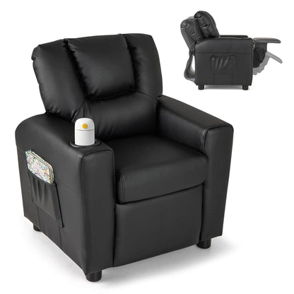 Fauteuil inclinable pour enfants Costway avec porte-gobelet et poche latérale réglable