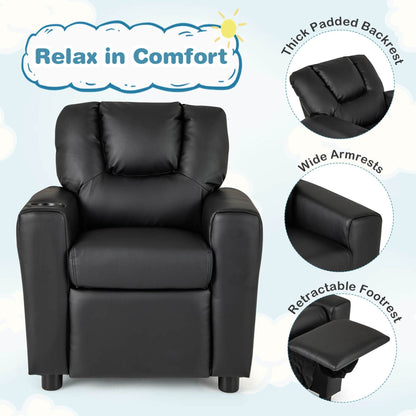 Fauteuil inclinable pour enfants Costway avec porte-gobelet et poche latérale réglable