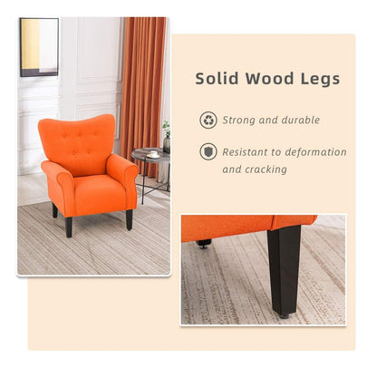 Fauteuil d'appoint moderne Erommy, fauteuil à dossier haut, canapé simple en tissu rembourré avec pieds en bois pour le salon