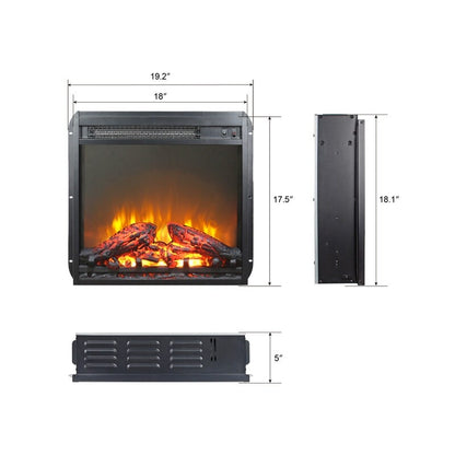 Foyer électrique encastrable avec chauffage réglable, luminosité, minuterie et protection contre la surchauffe, 1 400 W, homologué CSA