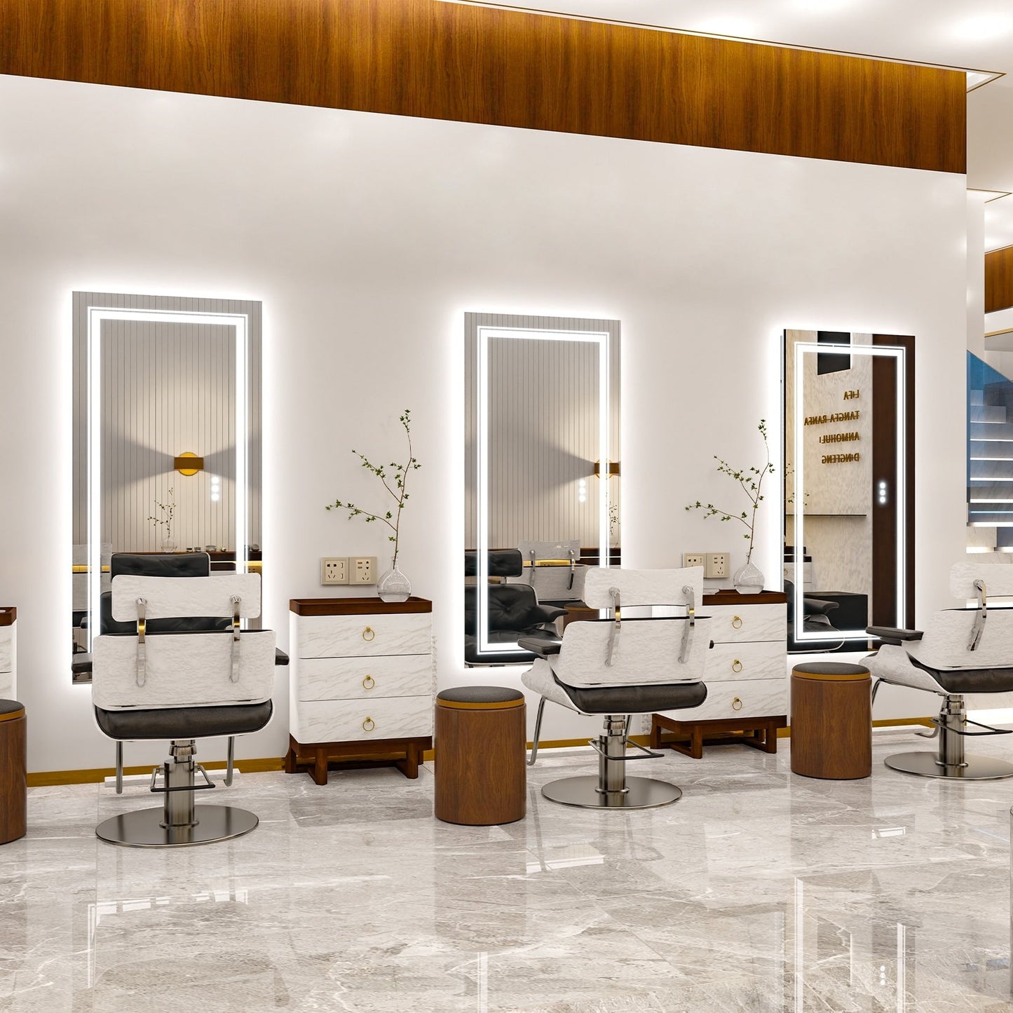 Miroir de salle de bain extra large avec éclairage LED, antibuée, 3 couleurs