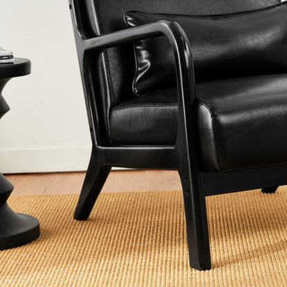 Fauteuil d'appoint moderne en cuir synthétique Glitzhome 30,75 po de hauteur, style milieu de siècle, avec coussin – 25,75 po de largeur x 33,75 po de profondeur x 30,75 po de hauteur