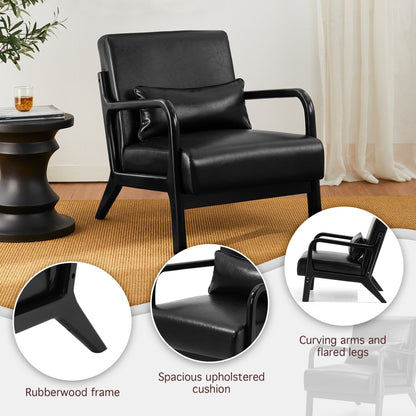 Fauteuil d'appoint moderne en cuir synthétique Glitzhome 30,75 po de hauteur, style milieu de siècle, avec coussin – 25,75 po de largeur x 33,75 po de profondeur x 30,75 po de hauteur