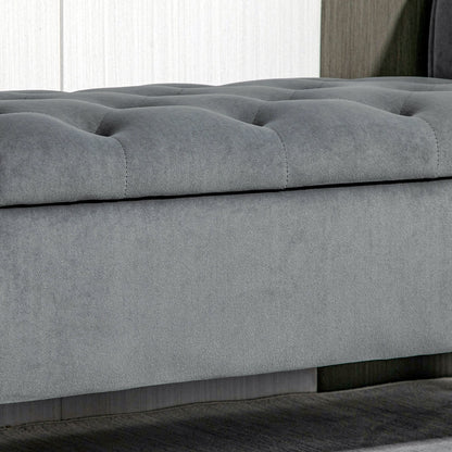 Banc ottoman de rangement capitonné à boutons HOMCOM, banc de lit rembourré avec accoudoirs roulés pour chambre, salon ou couloir