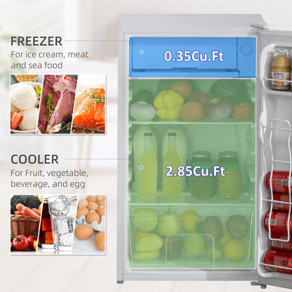 Mini-réfrigérateur HOMCOM de 3,2 pi³ avec congélateur, réfrigérateur compact à une porte avec thermostat réglable pour chambre à coucher