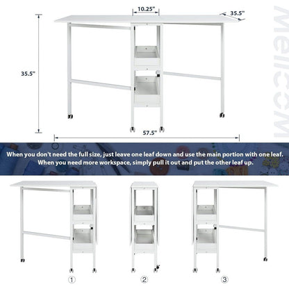 Table de bricolage réglable en hauteur avec étagères de rangement, table de découpe pliante mobile pour la maison, le bureau, la salle de couture et la salle d'artisanat