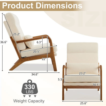 Chaise de loisirs à dossier haut en bois massif avec accoudoirs et dossier Chaise d'appoint