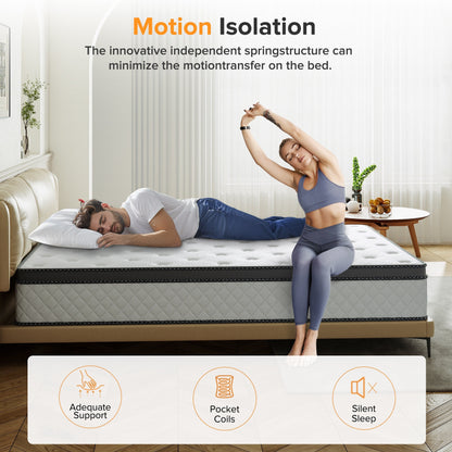 Matelas hybride en mousse à mémoire de forme SweDrea de 12 po de taille moyenne avec CertiPUR-US et Oeko-TEX, avec absorption de charbon de bambou.
