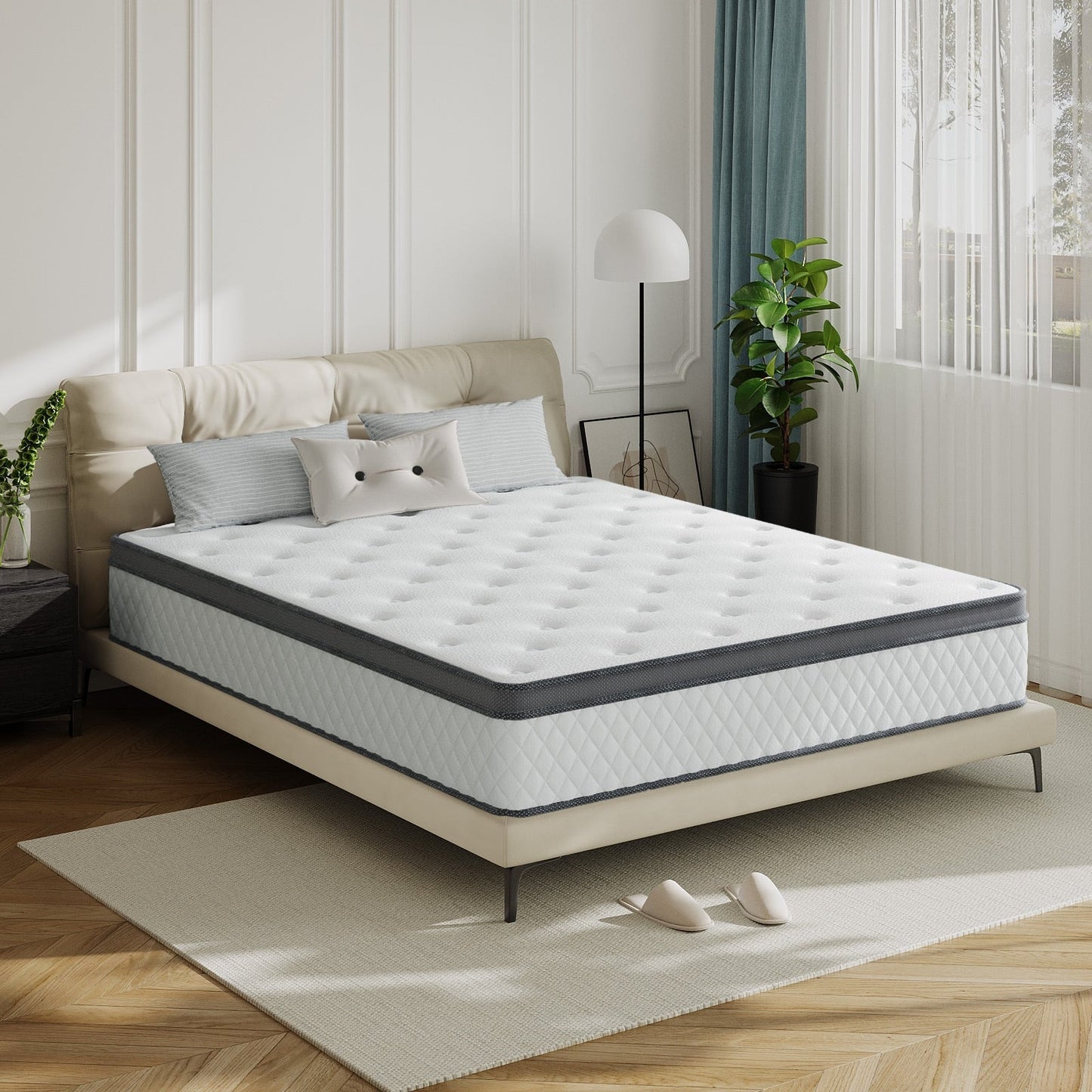 Matelas hybride en mousse à mémoire de forme SweDrea de 12 po de taille moyenne avec CertiPUR-US et Oeko-TEX, avec absorption de charbon de bambou.