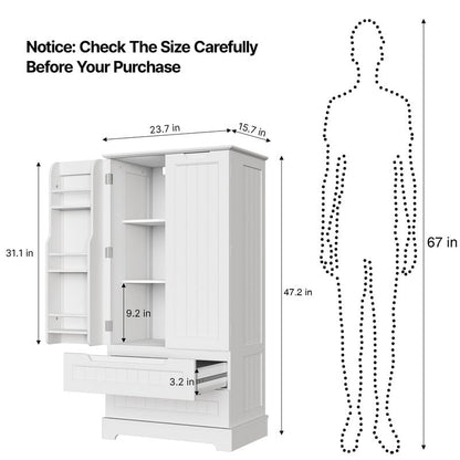 Armoire de rangement pour cuisine, armoire de rangement pour salle de bain indépendante avec 2 portes et tiroirs