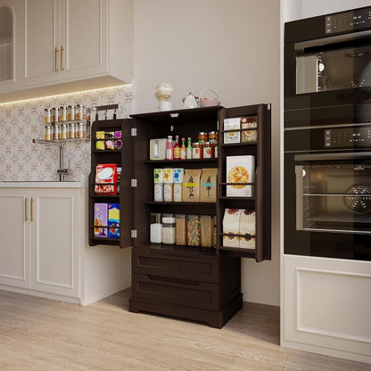 Armoire de rangement pour cuisine, armoire de rangement pour salle de bain indépendante avec 2 portes et tiroirs