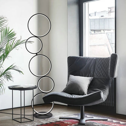 Lampadaire LED moderne à intensité variable, lampe d'angle lumineuse à 3 voies avec 5 anneaux pour salon