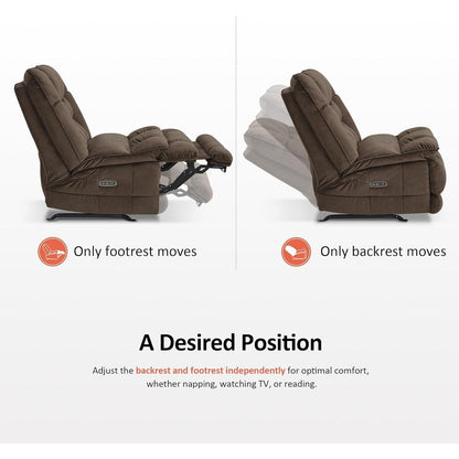 Fauteuil inclinable à bascule électrique surdimensionné MCombo à double moteur, sans accoudoirs, idéal pour le salon, tissu PR607