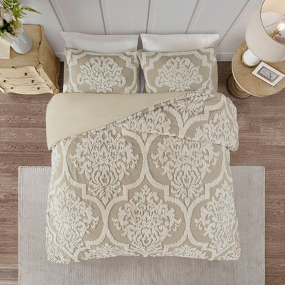 Parure de couette Madison Park Aeriela en coton chenille damassé touffeté