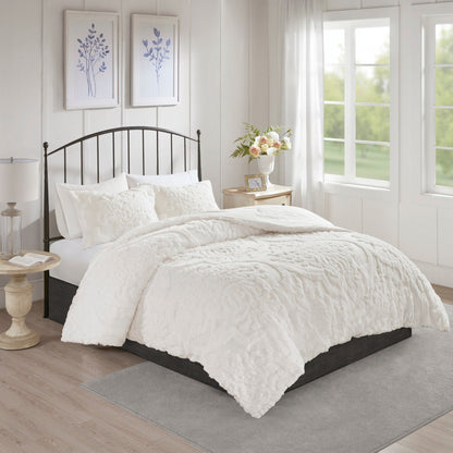 Parure de couette Madison Park Aeriela en coton chenille damassé touffeté