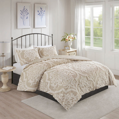 Parure de couette Madison Park Aeriela en coton chenille damassé touffeté