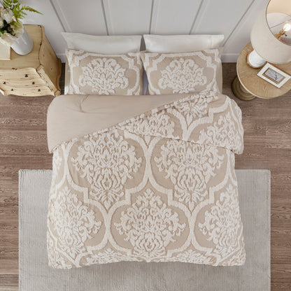 Parure de couette Madison Park Aeriela en coton chenille damassé touffeté