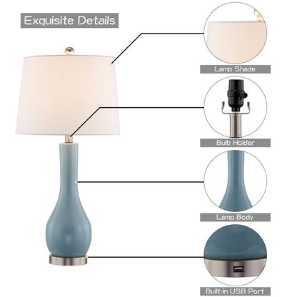 Ensemble de lampes de table en céramique 28,5 avec port USB (lot de 2)