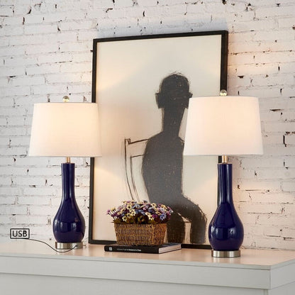 Ensemble de lampes de table en céramique 28,5 avec port USB (lot de 2)
