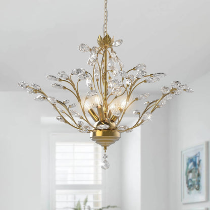 Lustre classique/traditionnel unique à 4 lumières Maxax avec accents en cristal