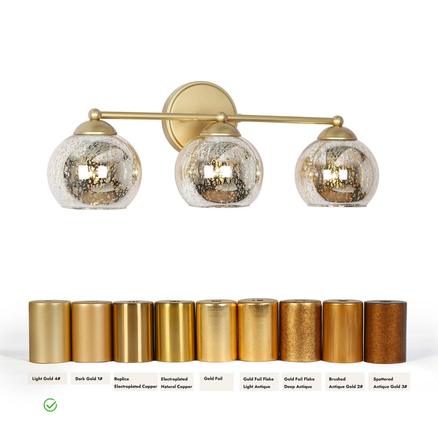 Applique murale à 3 lumières pour salle de bain, style glamour et moderne du milieu du siècle, avec verre au mercure - 21 L x 7 l x 8 H