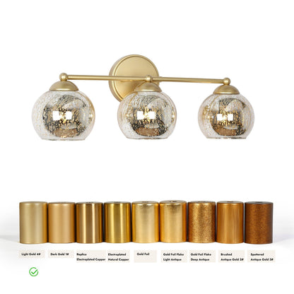 Applique murale à 3 lumières pour salle de bain, style glamour et moderne du milieu du siècle, avec verre au mercure - 21 L x 7 l x 8 H