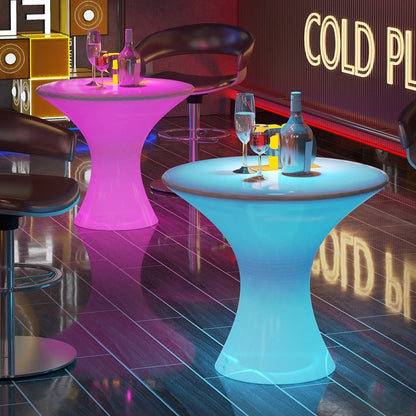 Table de cocktail Mixoy à LED changeantes, table à vin rechargeable et sans fil, meuble d'ambiance pour patio, piscine