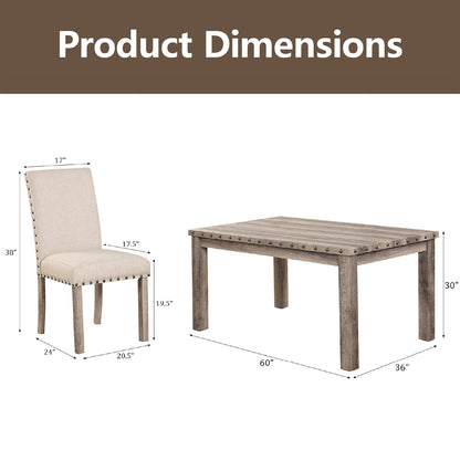 Ensemble de salle à manger de style ferme Morden Fort avec table rectangulaire et chaises, 5 pièces