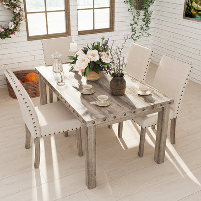 Ensemble de salle à manger de style ferme Morden Fort avec table rectangulaire et chaises, 5 pièces