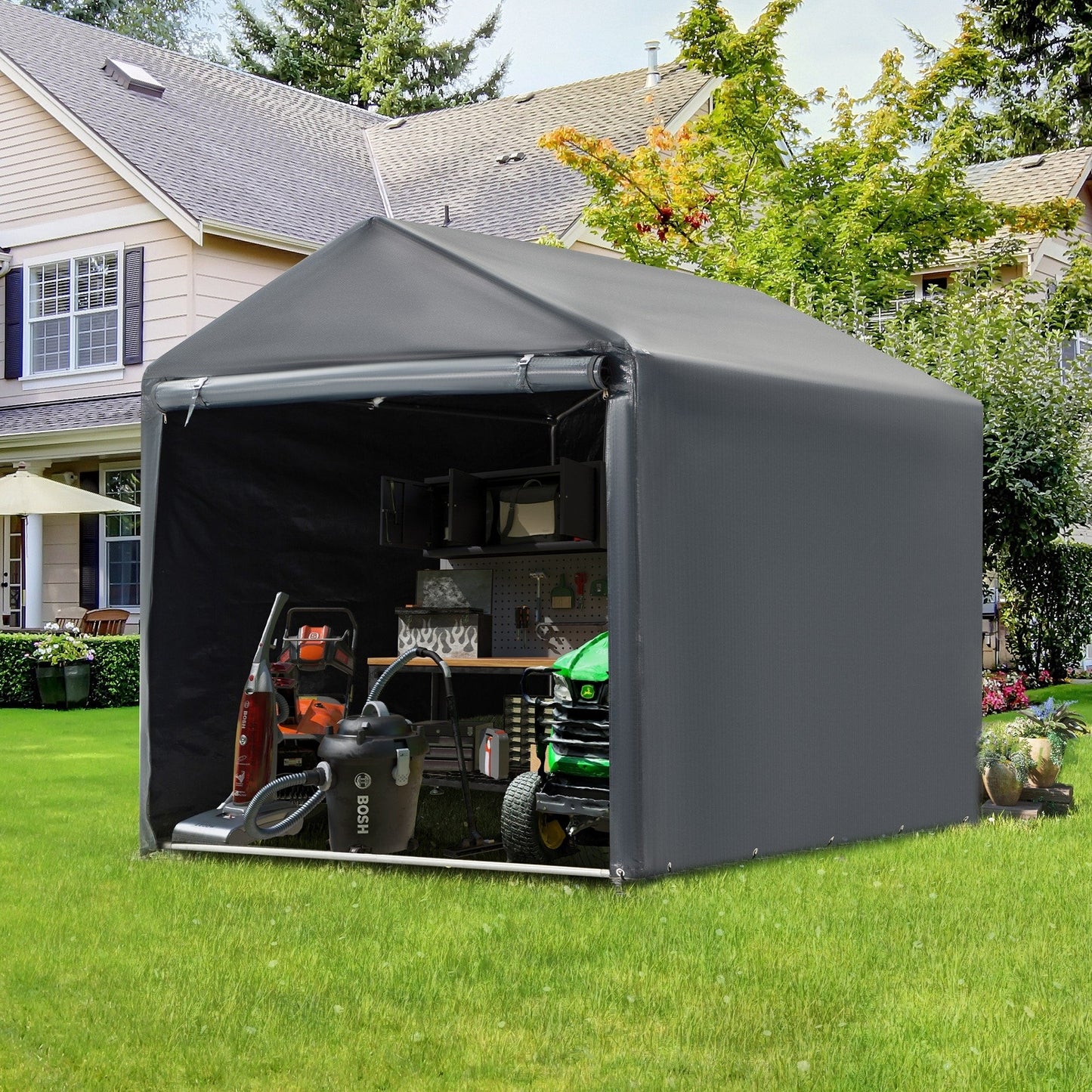 Abri de jardin et abri d'auto extérieur : abri portable pour vélos, motos et rangement de jardin