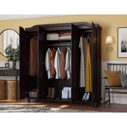 Armoire penderie 4 portes Kyle 100 % bois massif de Palace Imports avec portes en bois massif ou en miroir