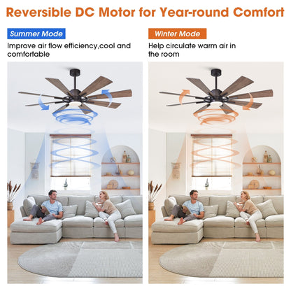 Ventilateur de plafond à LED intégré Parrot Uncle 60 Farmhouse avec lumière et télécommande