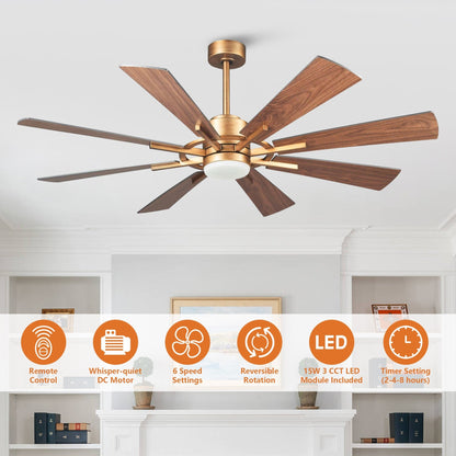 Ventilateur de plafond à LED intégré Parrot Uncle 60 Farmhouse avec lumière et télécommande