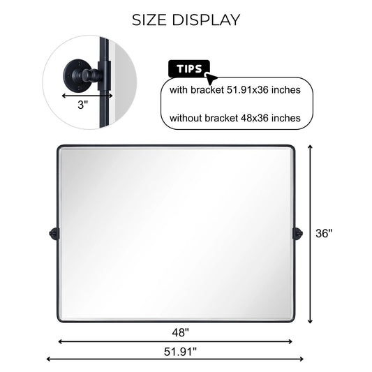 Miroir de salle de bain/de vanité biseauté horizontal TEHOME Lutalo